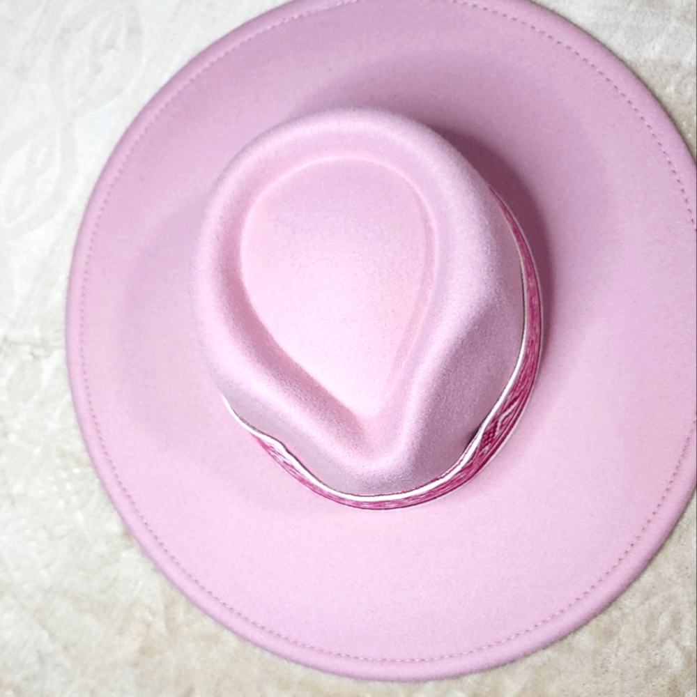 Pinkish Mauve Wide Fedora Hat